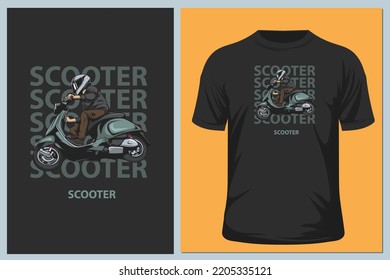 Scooter, vector design illustration, it can use for label, logo, sticker for printing for t-shirt.