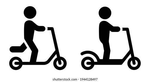 Scooter vector icon. Kid riding electric scooters.