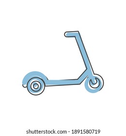 Scooter vector icon on cartoon style on white isolated background.