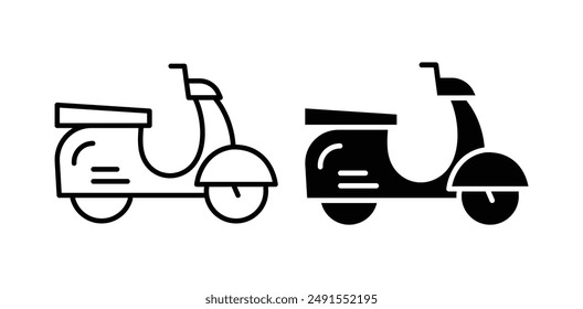 Scooter vector icon set in black color.
