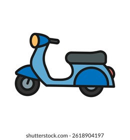 Scooter vector icon in solid line style, simple and minimalist transport vehicle icon