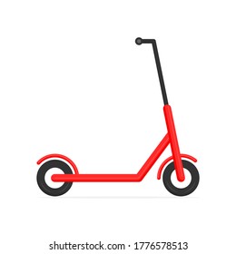 Ilustración del vector Scooter aislada en blanco. Transporte de motocicletas ecológicas de corte rojo.