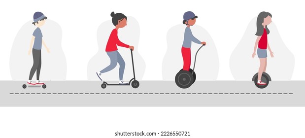 scooter vector illustration, a person riding various scooters, suitable for object illustration
