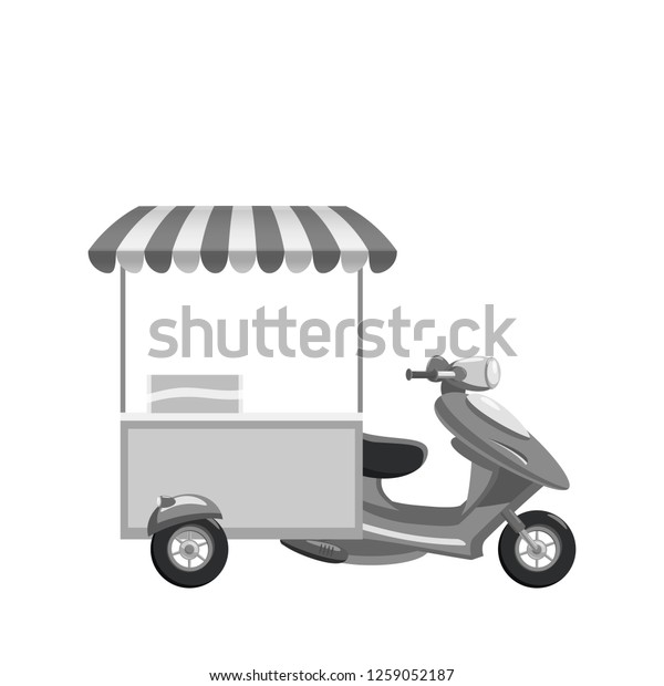 Scooter\
vector template for branding and advertising isolated on white.\
Side view with stuff, Van for Brand Identity street cafe and\
Fast-Food transport. Isolated, flat cartoon\
style