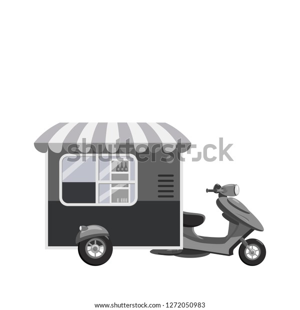 Scooter\
vector template for branding and advertising isolated on white.\
Side view with stuff, Van for Brand Identity street cafe and\
Fast-Food transport. Isolated, flat cartoon\
style