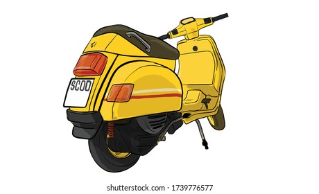 Scooter and vehicle, vintage scooter, vector