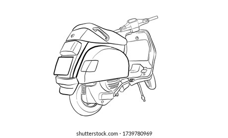 
Scooter and vehicle, vintage scooter, vector