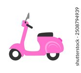 Scooter vespa cartoon, digital art illustration.