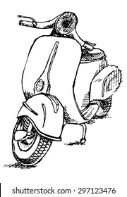 Vespa vintage alte Modeskizze des Scooters Italienisch handgezeichnet Vektorgrafik