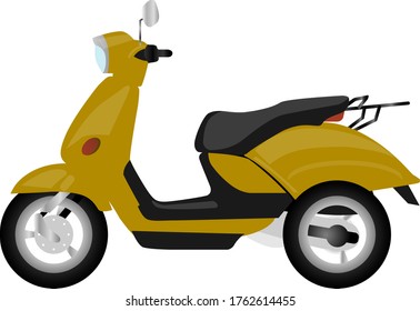 Scooters, motorbike, city motorcycle, trendy electric bike, delivery moped. Personal transport vehicle collection isolated vector illustration