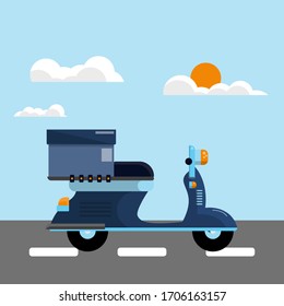 Escopetas. Moto de estilo antiguo, moto de ciudad, moto eléctrica de moda, reparto ... Ilustración vectorial de vehículos de transporte personal.