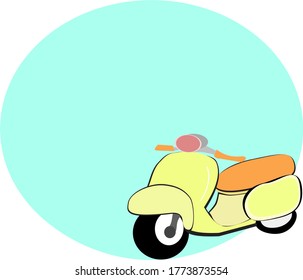 Scooters Old style motorbike, motorcycle ,blue background ,vector illustration, cartoon, travel 