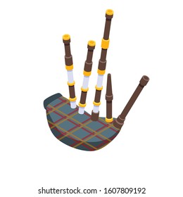 Scoottish bagpipes icon. Isometric of scoottish bagpipes vector icon for web design isolated on white background