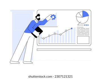 Scope definition abstract concept vector illustration. Business analyst deals with scope definition, estimated tasks, IT company worker, startup branding development abstract metaphor.