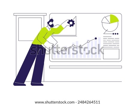 Scope definition abstract concept vector illustration. Business analyst deals with scope definition, estimated tasks, IT company worker, startup branding development abstract metaphor.