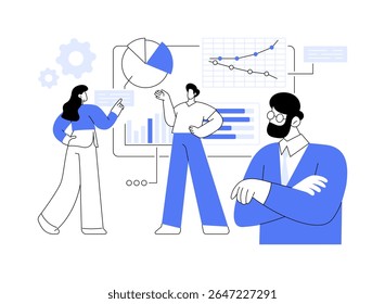 Scope definition isolated cartoon vector illustrations. Confident man determines the amount of work in a new startup, business project analysis, IT company, strategy development vector cartoon.