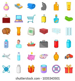 Scope of delivery icons set. Cartoon set of 36 scope of delivery vector icons for web isolated on white background