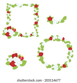 scope and elements of decor from berries, flowers and leaves of strawberries. edited element for your design.