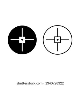 Scope glyph and line style icon. Target, weapon aim, sniper crosshairs vector illustrations. Thin signs for focus, attention concept.