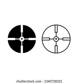 Scope glyph and line style icon. Target, weapon aim, sniper crosshairs vector illustrations. Thin signs for focus, attention concept.