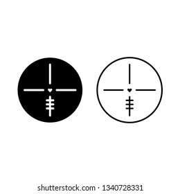Scope glyph and line style icon. Target, weapon aim, sniper crosshairs vector illustrations. Thin signs for focus, attention concept.