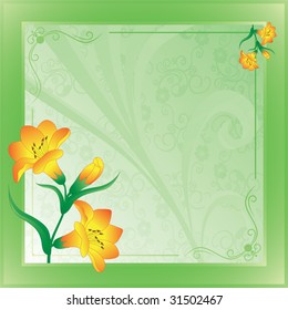 scope with lilies on green on a abstract background