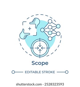 Scope soft blue concept icon. Corporate planning, strategy. Goal focus, business. Round shape line illustration. Abstract idea. Graphic design. Easy to use in infographic, presentation