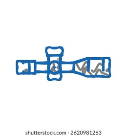 Vector de dibujo de icono de doodle de herramienta de arma de alcance. muestra de herramienta de arma de alcance. ilustración de símbolo aislado