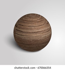 Scope of wood. Wooden sphere. Wood texture. Vector illustration
