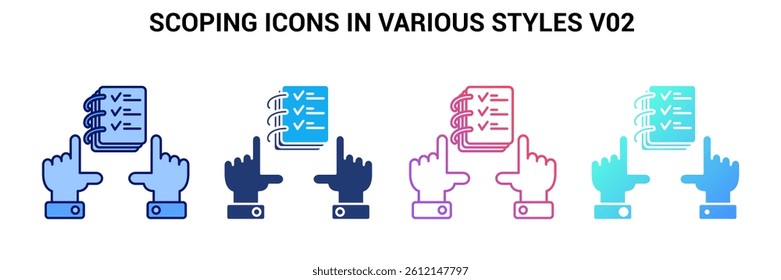 Scoping icon represented by Scoping symbol Blue, Gradient, Dualtone, Fill style.