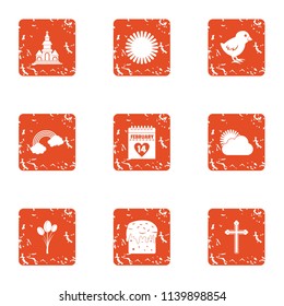 Scorching icons set. Grunge set of 9 scorching vector icons for web isolated on white background