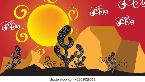 The scorching sun of the northeastern hinterland. Cordel style and literature illustration