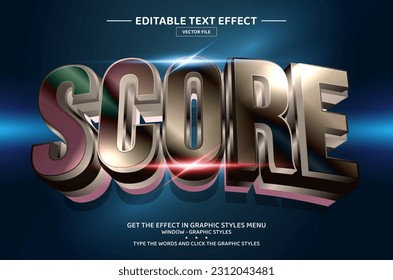 Score 3D editable text effect template