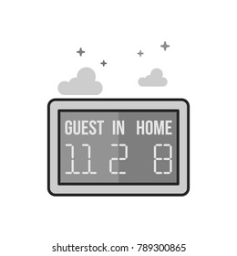 Score board icon in flat outlined grayscale style. Vector illustration.