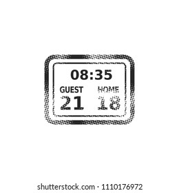 Score board icon in halftone style. Black and white monochrome vector illustration.