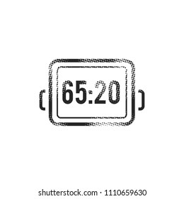 Score board icon in halftone style. Black and white monochrome vector illustration.