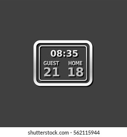Score board icon in metallic grey color style.Sport technology