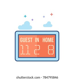 Score board icon in outlined flat color style. Vector illustration.