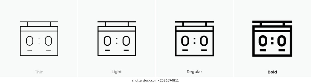 score board icon. Thin, Light Regular And Bold style design isolated on white background