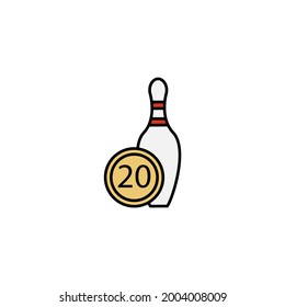 score, bowling line recolored icon. Signs and symbols can be used for web, logo, mobile app, UI, UX