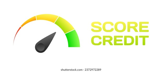 Score credit icon. Flat, color, score credit sign, speedometer credit. Vector icon