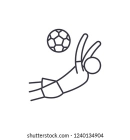 Score a goal in football line icon concept. Score a goal in football vector linear illustration, symbol, sign
