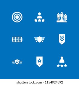 score icon. 9 score set with rank, bullseye, slots coincidence and rate vector icons for web and mobile app