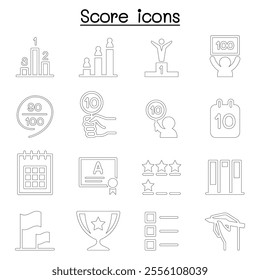 Score icon set in thin line style