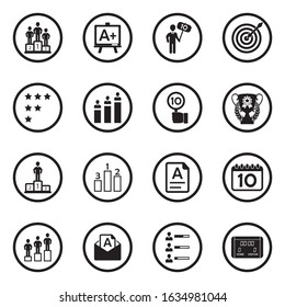 Score Icons. Black Flat Design In Circle. Vector Illustration.