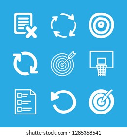 score icons set with basketball hoop, exam with three questions and dart board vector set