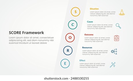 score model infographic concept for slide presentation with tilt sideways content vertical with 5 point list with flat style vector