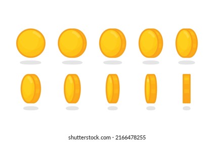Score point coins facing different sides kawaii doodle flat vector illustration