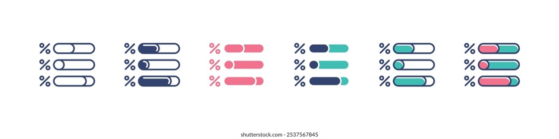 score progress bar percentage icon set statistics test result percent chart vector illustration template design