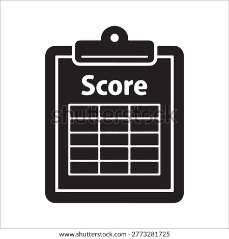 Score Sheet Icon, Clipboard with Results Table and Evaluation Grid, Test Score and Performance Report Vector